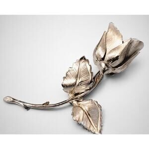 Vintage‎ Giovanni Rose Brooch Pin Silver Tone Textured Flower 1970s 2.75" sf-25